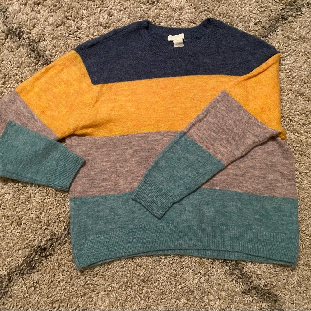 H&M striped crew neck sweater